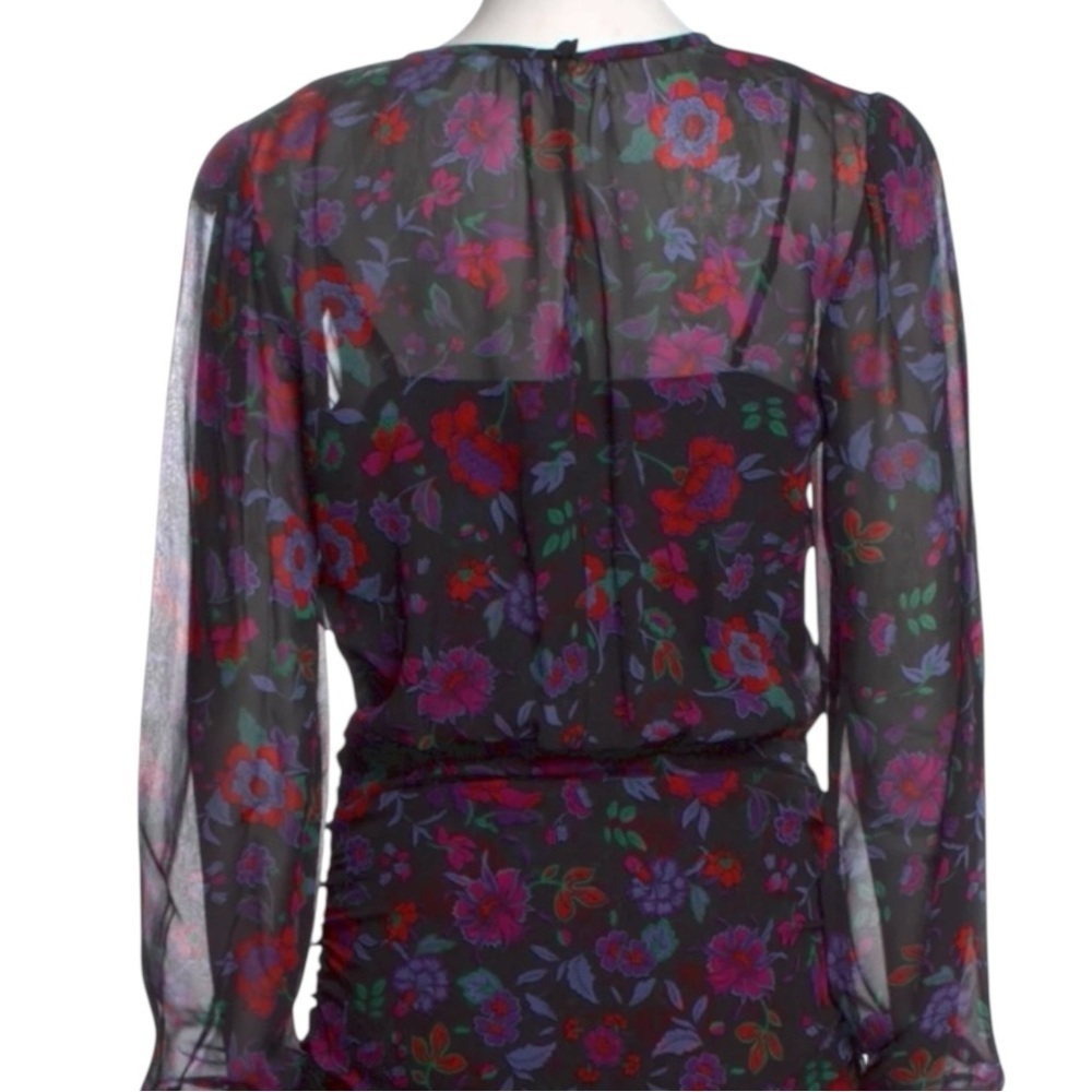 VERONICA BEARD Robin Dress 100% Silk in Black/Multi-colored Floral Size 2 - Picture 8 of 11